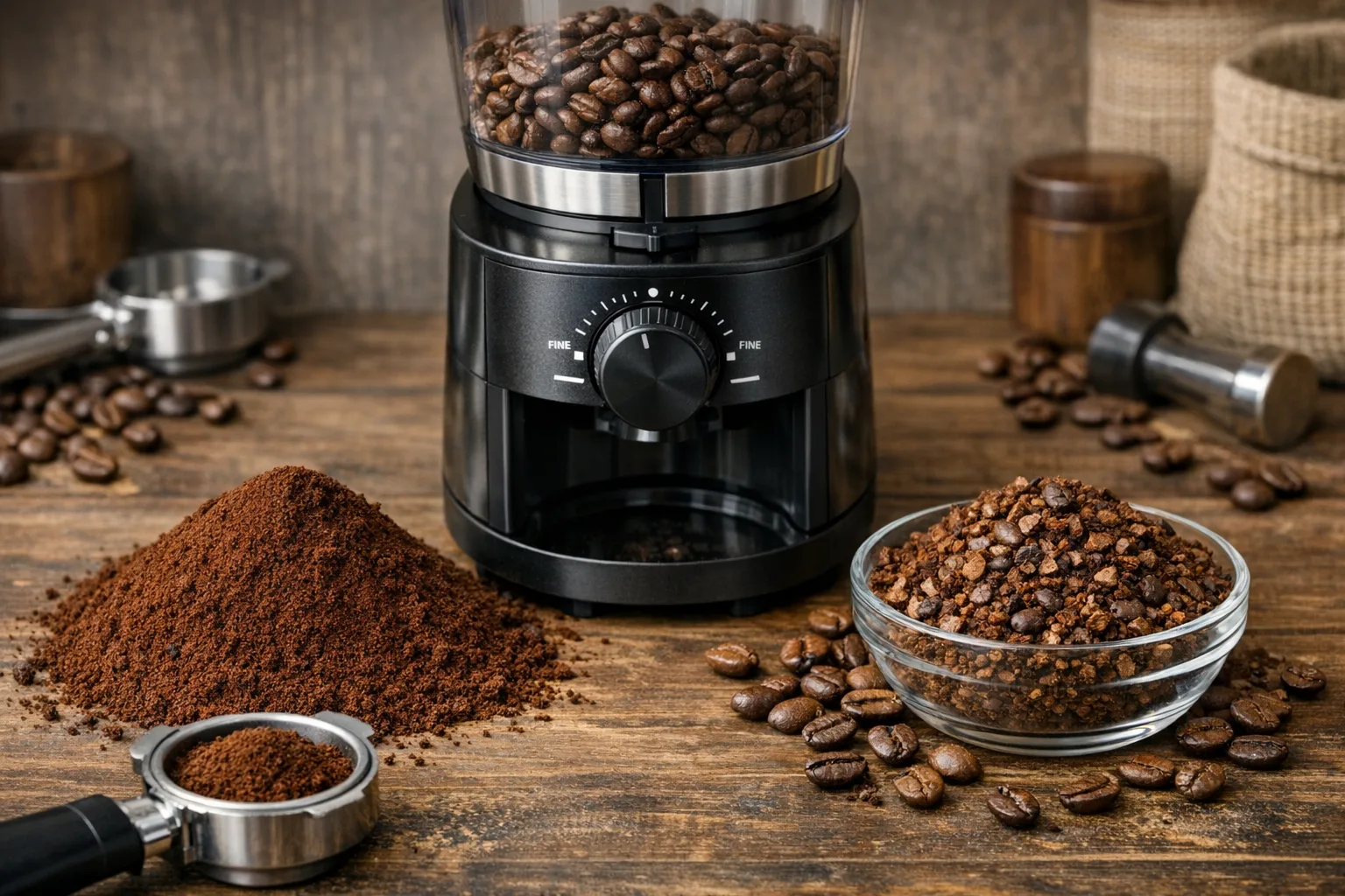 Fein- vs. grob gemahlener Kaffee aus der Kaffeemuehle: Wann welche Einstellung Sinn macht