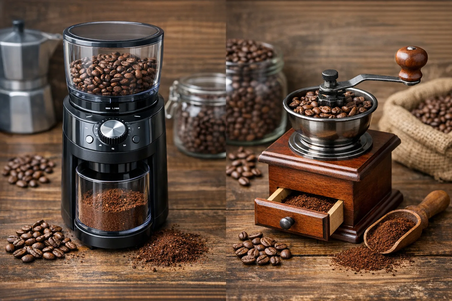 Kaffeemuehle elektrisch vs. Handmuehle: Welche Kaffeemuehle passt zu dir?