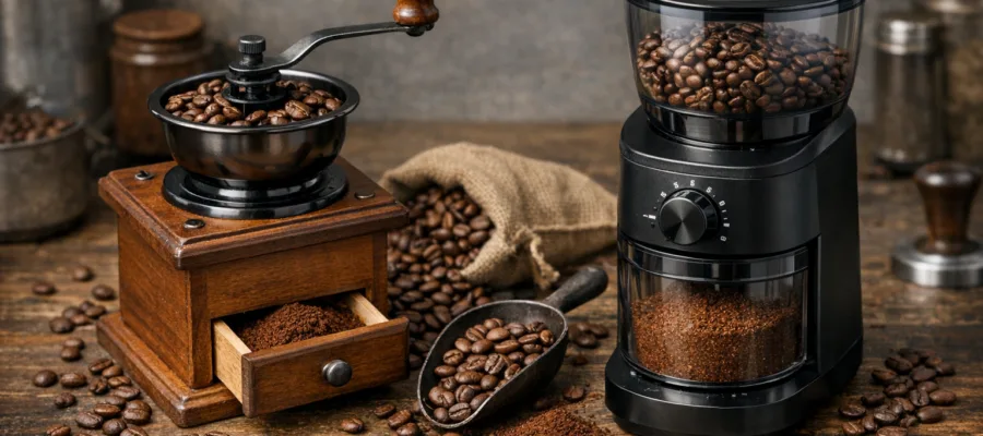 Unterschiede zwischen manueller und elektrischer Kaffeemuehle einfach erklaert