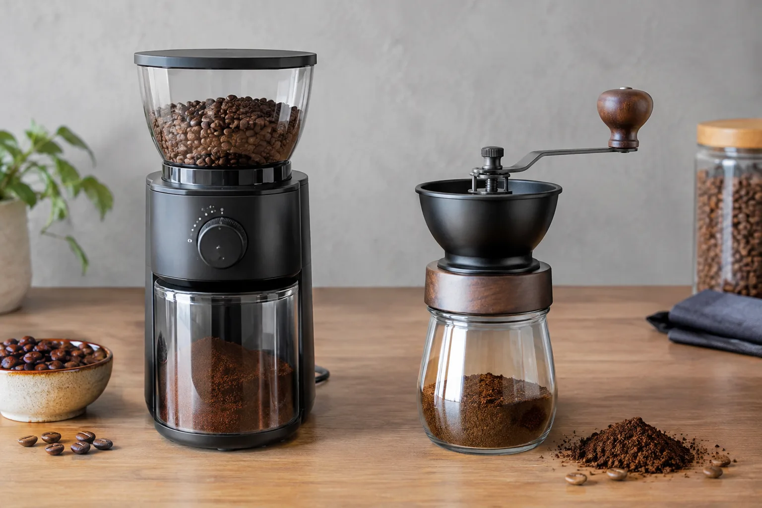 Elektrische vs. manuelle Kaffeemuehle bedienen: Unterschiede in der Handhabung erlaeutert